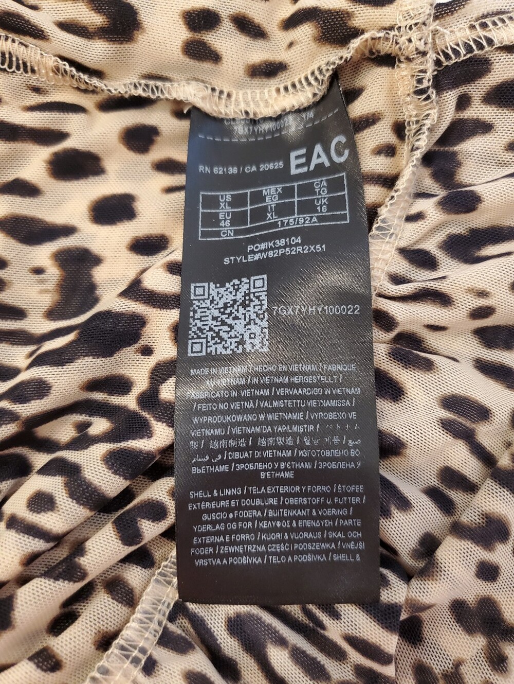 Guess Leopard Print Spaghetti Strap Peplum Top - Tan and Black XL - Picture 8 of 8